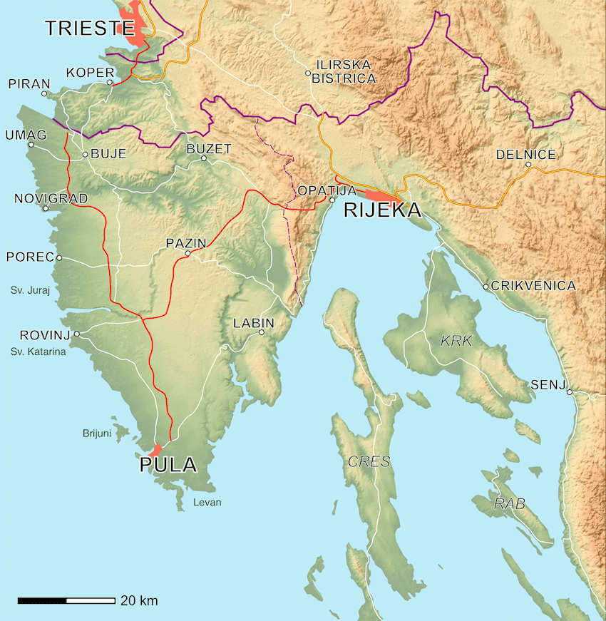 Map of Istria with Istrian islands