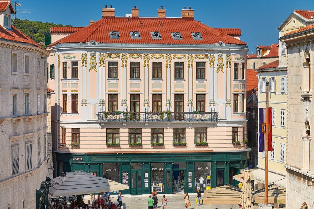 Piazza Heritage Hotel windows and terraces in Split, Croatia