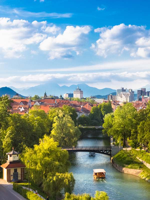 View of beautiful Ljubljana from the slightly high position